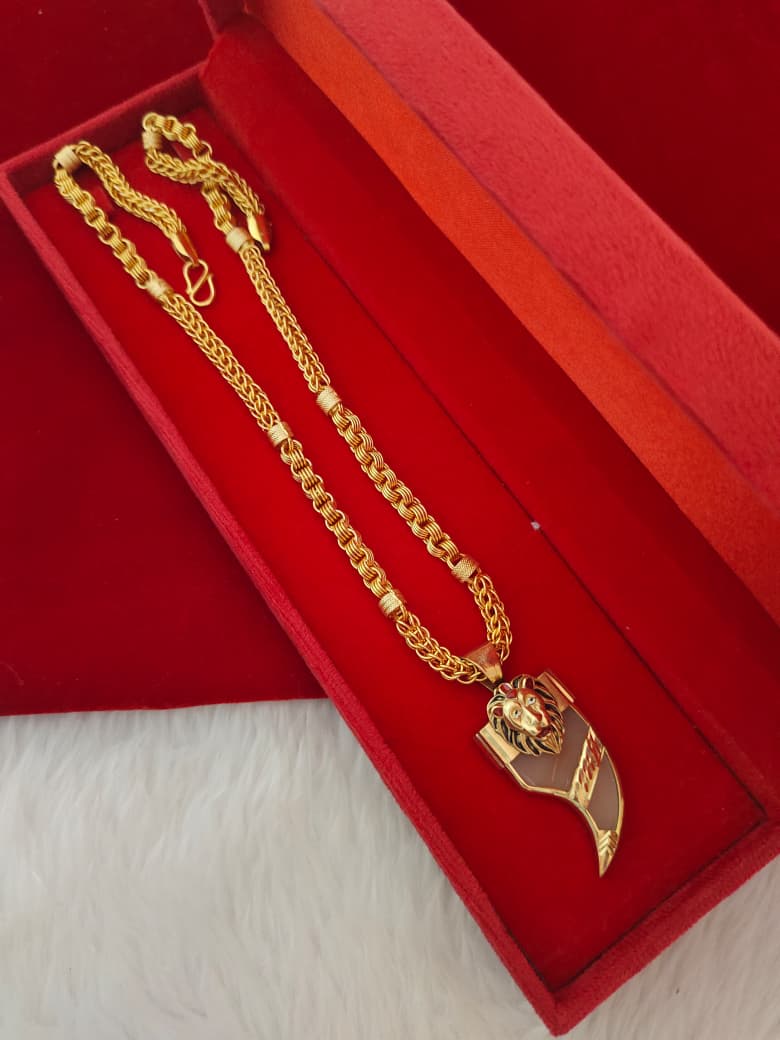 Heavy Look Men’s Copper Gold-Finish Chain WITH PENDENT CM12