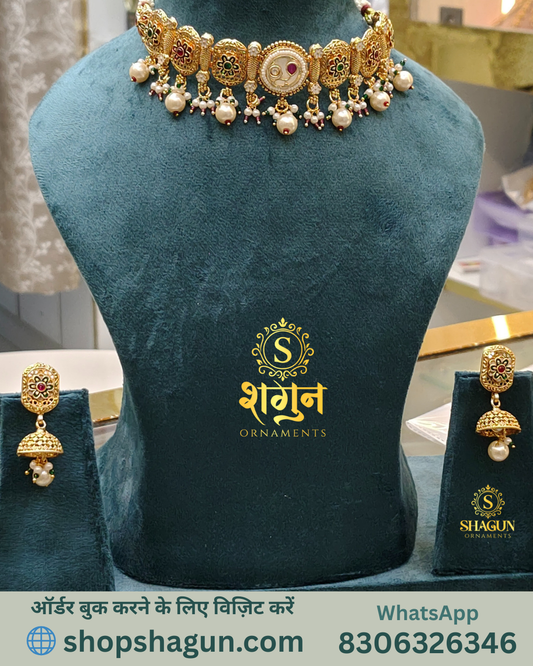 Heritage Kundan Choker Set with Pearl Drops HC04