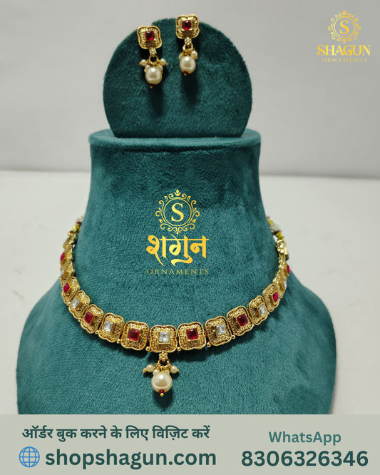 Heritage Kundan Choker Set with Pearl Drops HC06
