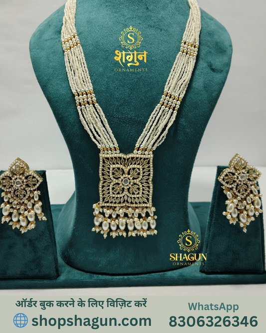 Royal Pearl Long Haar & Earrings Set 01