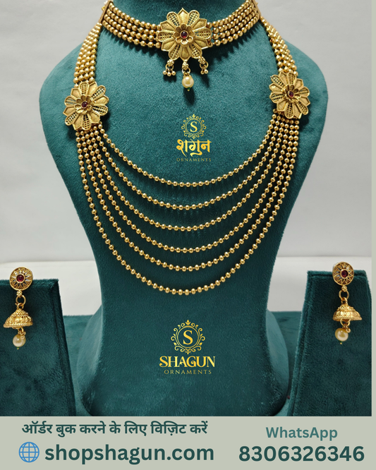 Heritage Choker Matar Mala & Earrings Combo – Antique Gold Finish MMC03