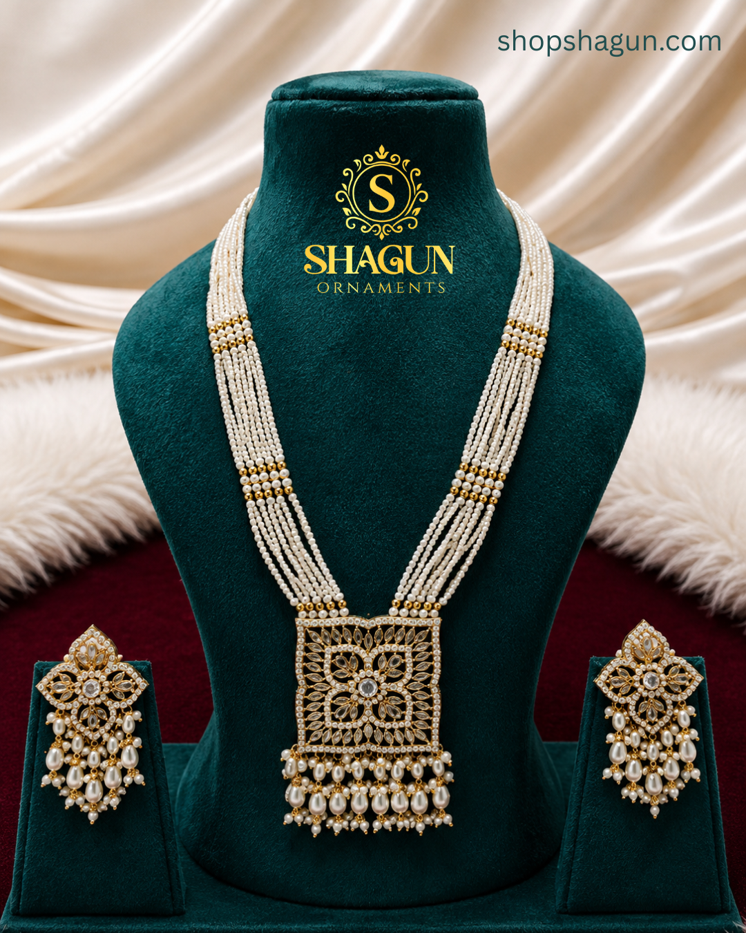 Royal Pearl Long Haar & Earrings Set 01